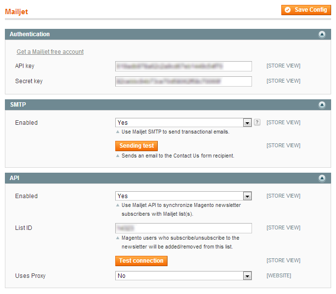 Magento-Mailjet Configuration